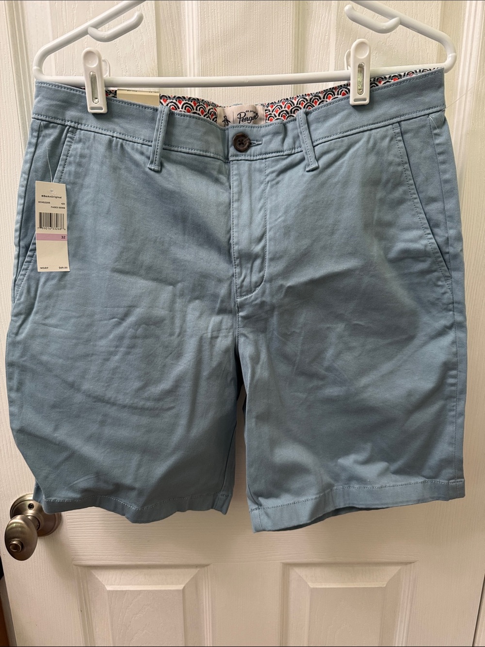 Original Penguin Light Blue Flat Front Chino Shorts
